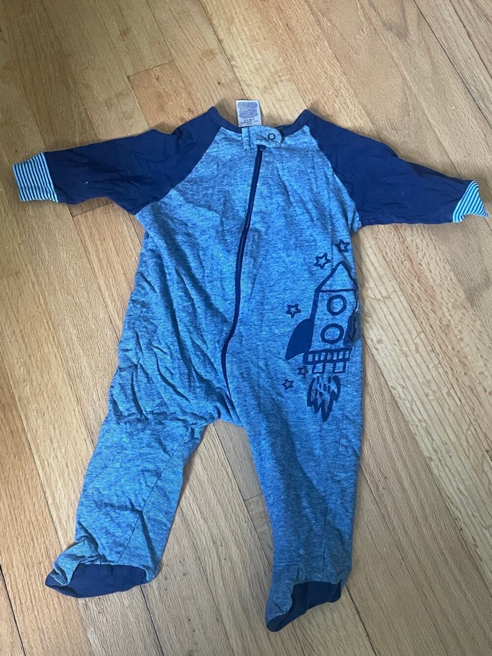 Blue Striped  footed One-Piece 3-6m